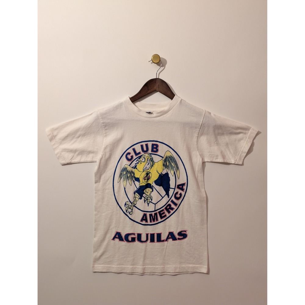 Club America T-Shirt Mens Small White Excellent Graphic Aguilas Vintage USA Made